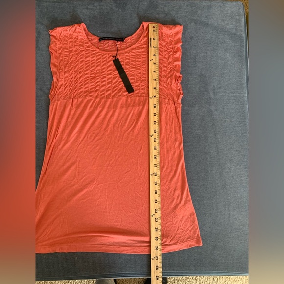 Womens Development by Erica Davies Coral Short Flutter Sleeve Smock Neck Top L - Picture 9 of 9